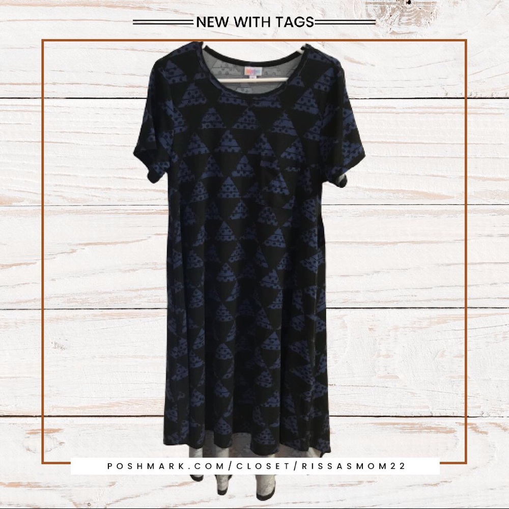 LULAROE Carly Dress Blue/Black Size M NWT